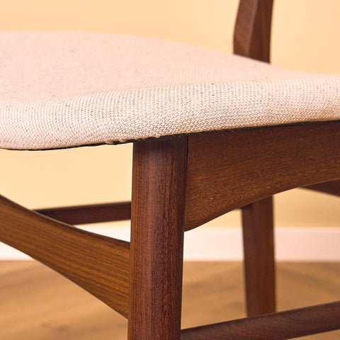 Danish dining chairs in teak and walnut by Farstrup