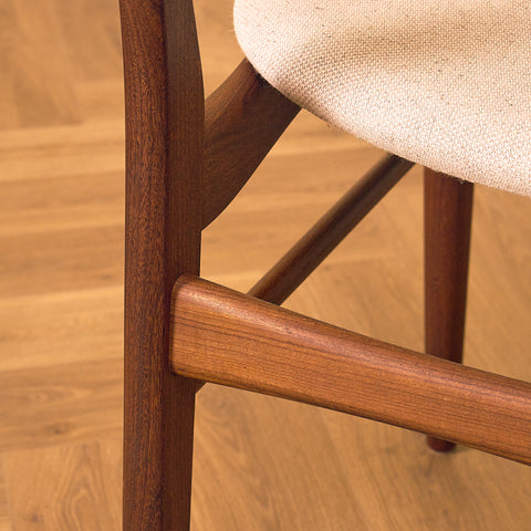 Danish dining chairs in teak and walnut by Farstrup