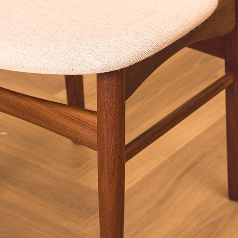 Danish dining chairs in teak and walnut by Farstrup