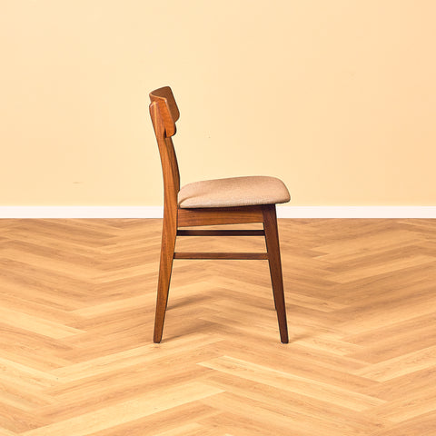 Danish dining chairs in teak & walnut by Farstrup
