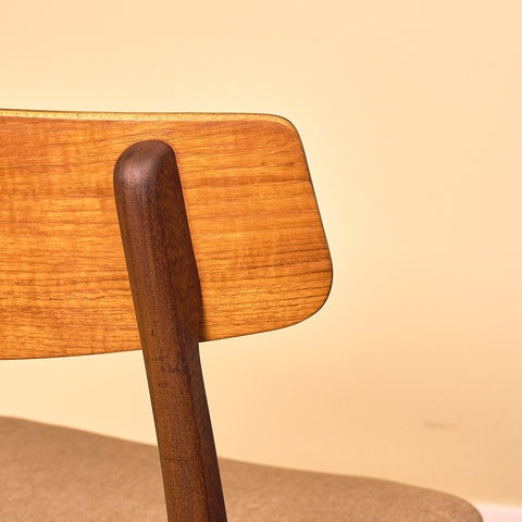 Danish dining chairs in teak & walnut by Farstrup