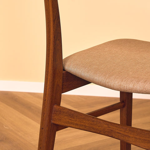 Danish dining chairs in teak & walnut by Farstrup