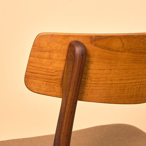 Danish dining chairs in teak & walnut by Farstrup