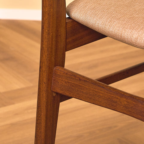 Danish dining chairs in teak & walnut by Farstrup