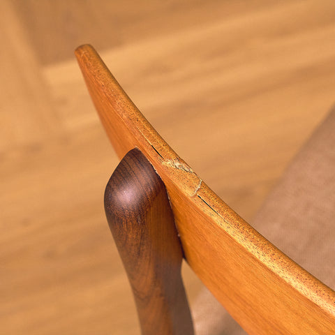 Danish dining chairs in teak & walnut by Farstrup