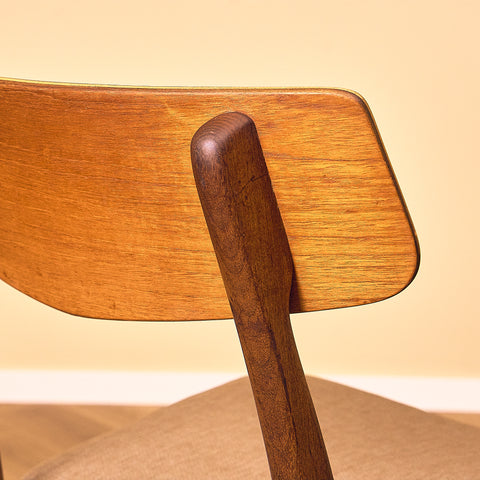 Danish dining chairs in teak & walnut by Farstrup