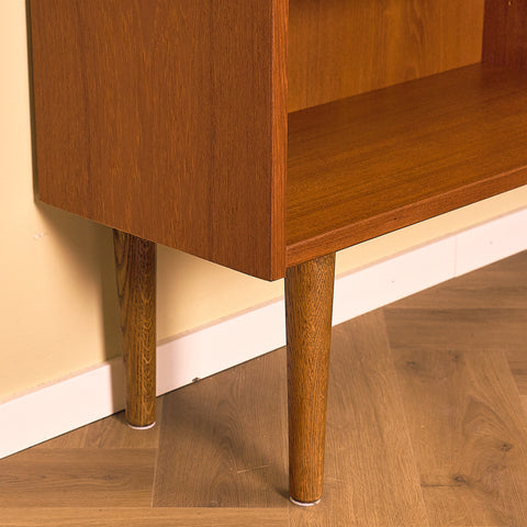 Low Danish Teak Bookshelf, Wide Model