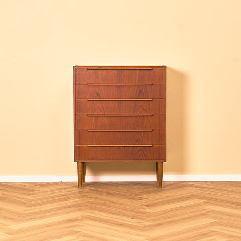 Danish Teak Chest of Drawers with Long Handles