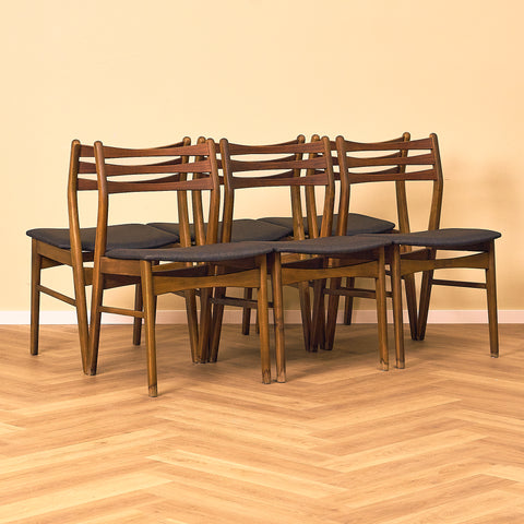 Danish set of 6 dining chairs in teak and beech by SAX