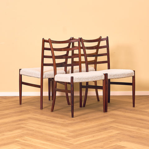Danish dining chairs in Santos rosewood by Schou Andersen Furniture Factory