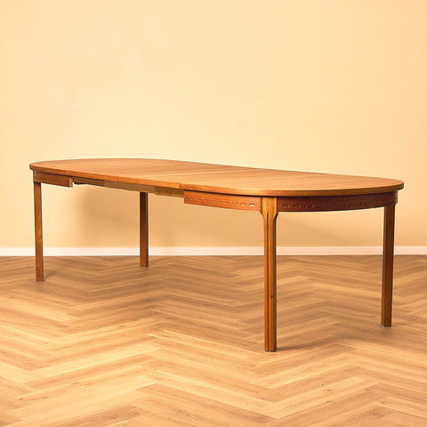 Swedish oval dining table in teak by Nils Jonsson for Troeds
