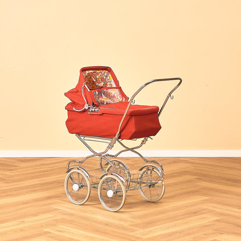 Swedish doll stroller in chrome by Emmaljunga