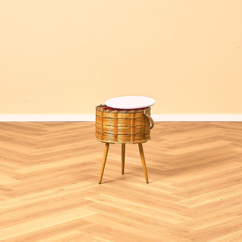 Swedish sewing box / side table in beech