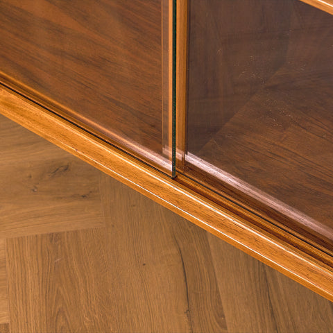 Swedish shelf with glass in walnut by Bertil Fridhagen for Bodafors