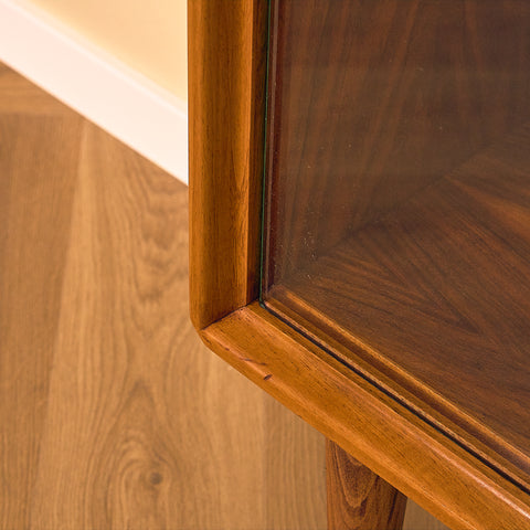 Swedish shelf with glass in walnut by Bertil Fridhagen for Bodafors