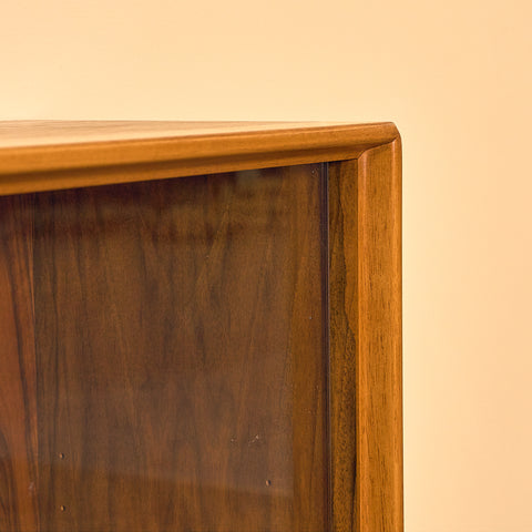 Swedish shelf with glass in walnut by Bertil Fridhagen for Bodafors