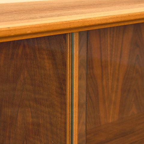 Swedish shelf with glass in walnut by Bertil Fridhagen for Bodafors