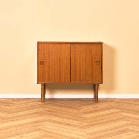 Danish Cabinet with Sliding Doors in Teak
