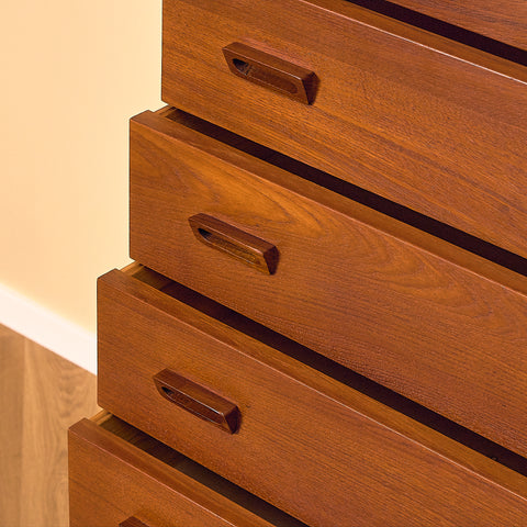 Tall Danish Chest of Drawers in Teak and Oak, 1950s