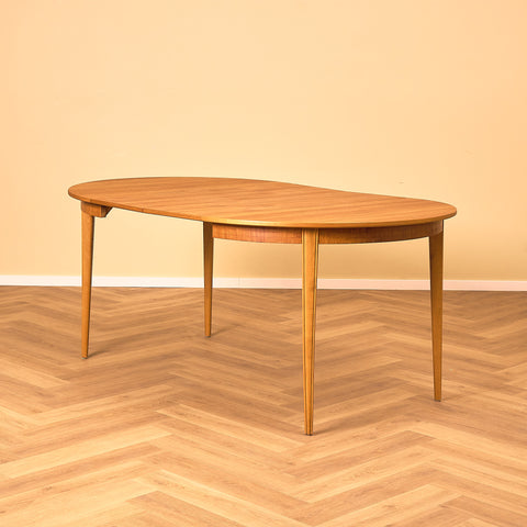 Swedish round dining table in teak and beech