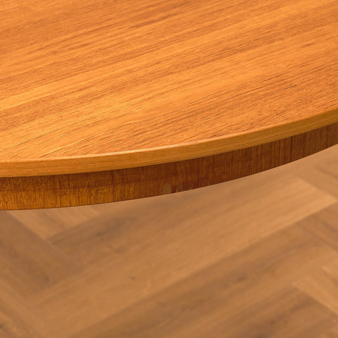 Swedish round dining table in teak and beech