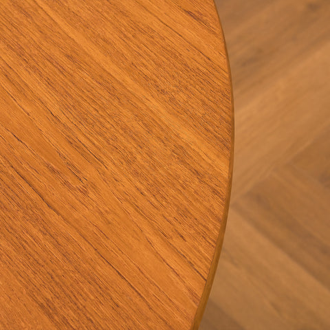 Swedish round dining table in teak and beech