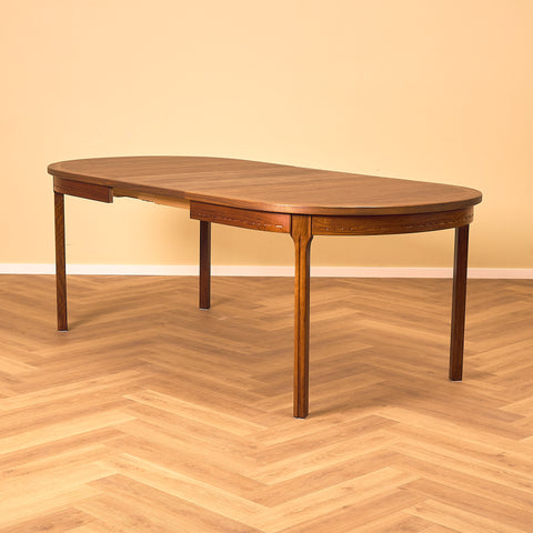 Swedish round dining table in walnut by Nils Jonsson for Troeds