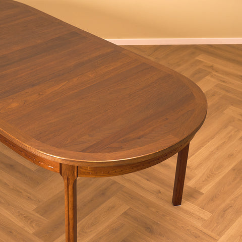 Swedish round dining table in walnut by Nils Jonsson for Troeds