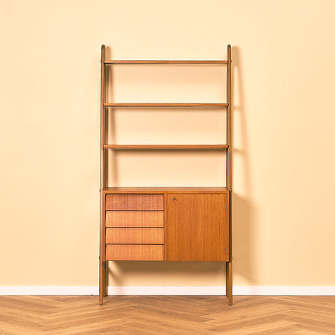 Swedish bookshelf in teak and beech