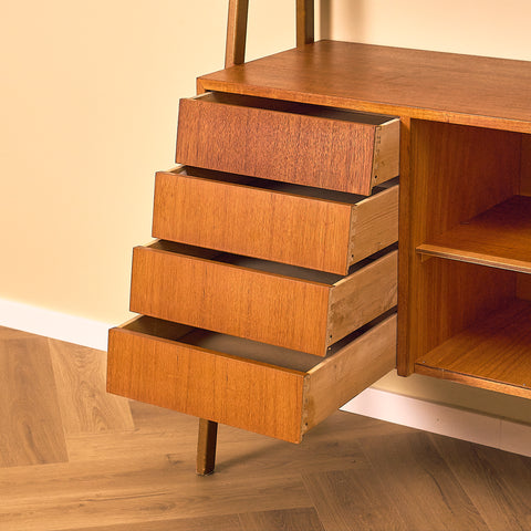Swedish bookshelf in teak and beech