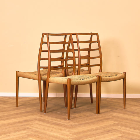 Danish dining chairs in teak by Niels O. Moller for J.L. Moller
