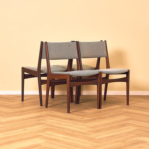 Danish dining chairs in walnut by Poul M. Volther for Frem Røjle