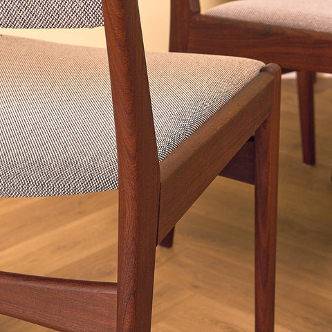 Danish dining chairs in walnut by Poul M. Volther for Frem Røjle