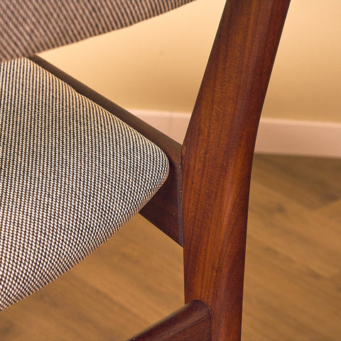 Danish dining chairs in walnut by Poul M. Volther for Frem Røjle
