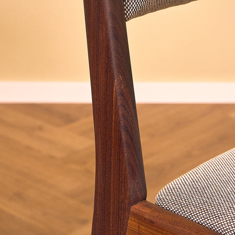 Danish dining chairs in walnut by Poul M. Volther for Frem Røjle