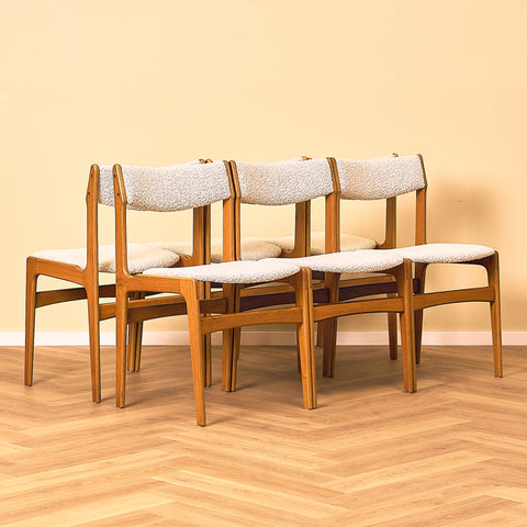 Danish set of 6 dining chairs in teak by Erik Buch for Nova Stolefabrik