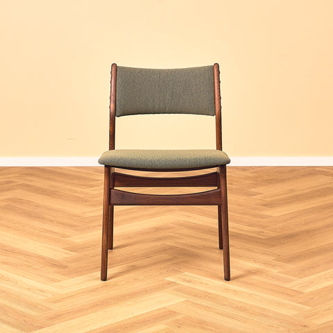 Danish dining chairs in solid walnut by Erik Buch for Chr. Christensen Møbelfabrik