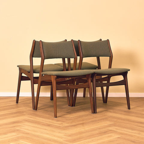 Danish dining chairs in solid walnut by Erik Buch for Chr. Christensen Møbelfabrik