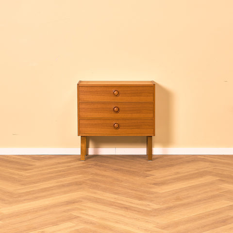 Swedish small chest of drawers in teak and beech