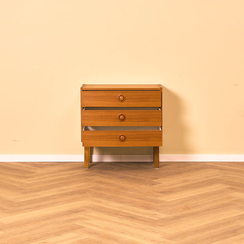 Swedish small chest of drawers in teak and beech