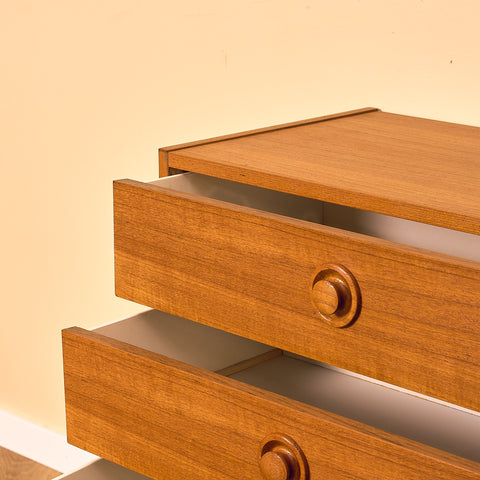 Swedish small chest of drawers in teak and beech