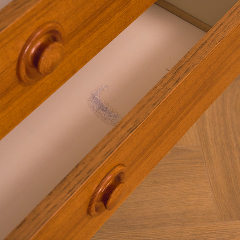 Swedish small chest of drawers in teak and beech