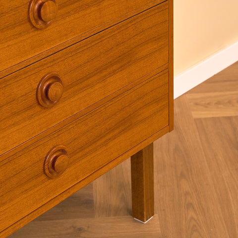 Swedish small chest of drawers in teak and beech