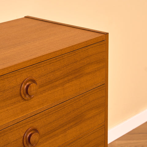 Swedish small chest of drawers in teak and beech