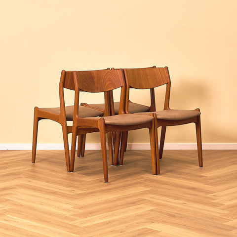 Sorø Stolefabrik Teak Dining Chair with Leather Seat, group of 4 from the set