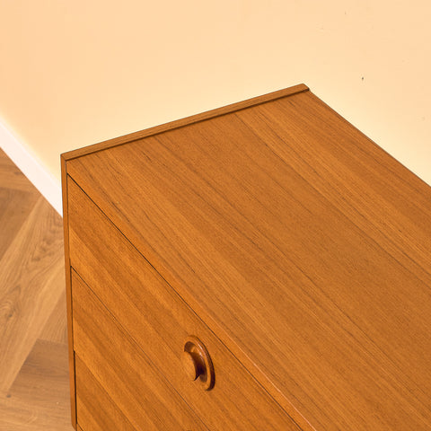 Swedish small chest of drawers in teak and beech