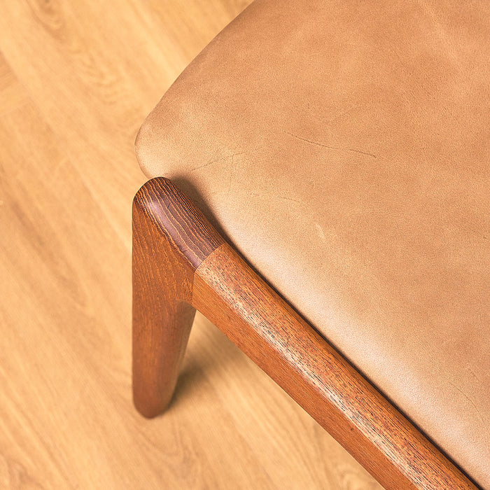 Sorø Stolefabrik Teak Dining Chair with Leather Seat, light creases on the leather seat
