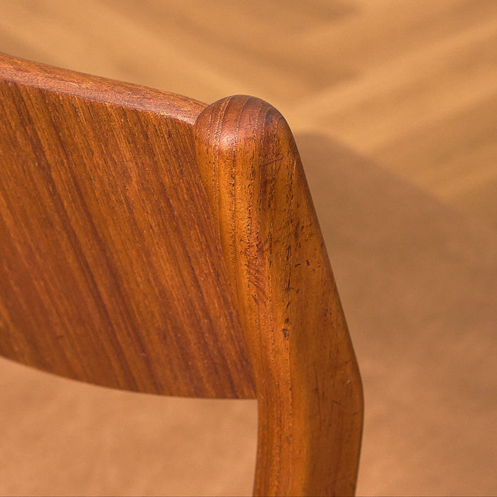 Sorø Stolefabrik Teak Dining Chair with Leather Seat, light scratches on the backrest post