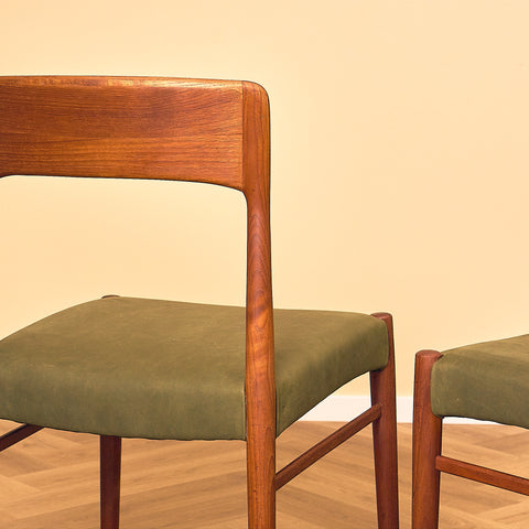 Danish set of 6 dining chairs in teak by Henning Kjærnulf for KS Møbler