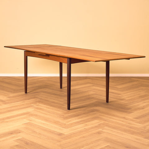 Danish rectangular dining table in teak and walnut by N&R Møbler